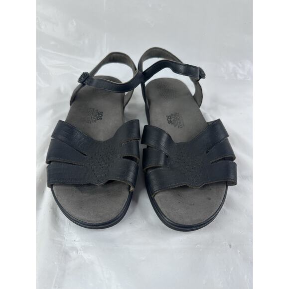 SAS Comfort Heel Strap Sandal Size 8.5WW Midnight Black Made In USA EUC - Picture 4 of 8